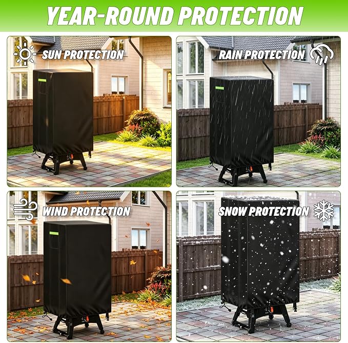 420D Vertical Smoker Cover Fit for Pit Boss Series 3, 23x22x47in | PU Coating, Waterproof Buckle, Bottom Drawstring,Waterproof Grill BBQ Cover Outdoor with Buckle
