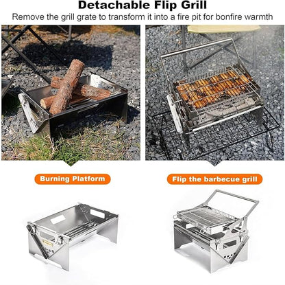 Premium 304 Stainless Steel Charcoal Grill with Flip Handle, Detachable & Portable, Suitable for Home Cooking and Outdoor Adventures, Ensures Uniform Grilling for All Your Favourite Foods