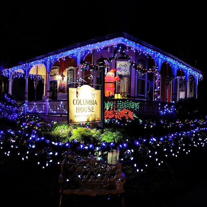 Icicle Lights for Outside 66ft 640 LED Icicle Lights Plug in Fairy Curtain Lights with Timer for Party Holiday Wedding Decorations, Blue