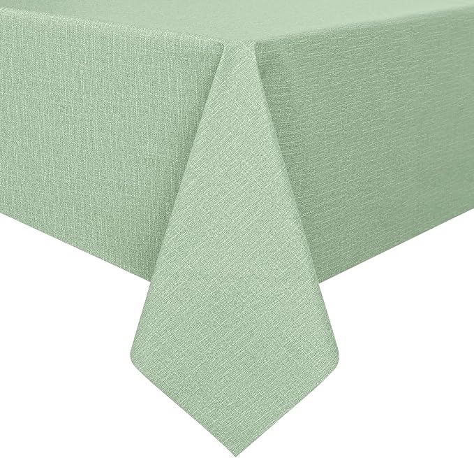 Romanstile 100% Waterproof PVC Tablecloth Square, Oil Spill Proof Stain Resistant Vinyl Table Cloth, Wipe Clean Plastic Table Covers for Kitchen/Dining/Parties - 54 x 54 Inch, Sage