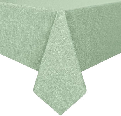 Romanstile 100% Waterproof PVC Tablecloth Square, Oil Spill Proof Stain Resistant Vinyl Table Cloth, Wipe Clean Plastic Table Covers for Kitchen/Dining/Parties - 54 x 54 Inch, Sage