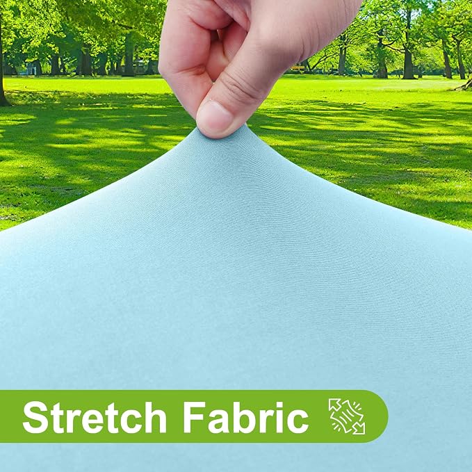 Smiry Round Spandex Tablecloth, Waterpoof Stretch Picnic Table Cover for 57"-68" Tables, Elastic Fitted Washable Tablecloths Dining, Indoor and Outdoor, Baby Blue