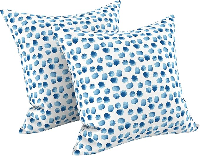 LVTXIII Outdoor Pillow Covers 20x20 Inch, 2 Pack Large Square Throw Pillow Cases, Fade-Resistant Cushion Covers for Patio Furniture Sofa, Garden Porch, Brush Blue