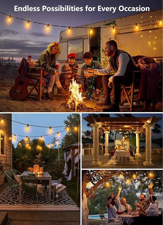 Brightown LED Outdoor String Lights for Patio 100FT with 32 Shatterproof S14 Vintage Edison Bulbs, Waterproof Outside Hanging Lights for Backyard Deck Garden Party Xmas Decor, 2700K