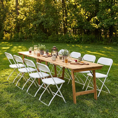 DUMOS Folding Chairs Sets of 10, 330lbs Plastic Stackable Portable Patio Dining Sets, Fold Up for Indoor Outdoor, Camping, Garden, Party, Meeting, Weeding, White