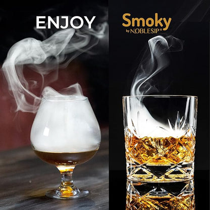 NOBLESIP® Wood Chips for Cocktail and Food Smokers. Set of 4 Selected Natural Flavors: Apple, Cherry, Pecan, Oak. Smoke Whiskey, Bourbon, Old Fashioned, Meats and Cheese. Smokes 200+ Drinks.