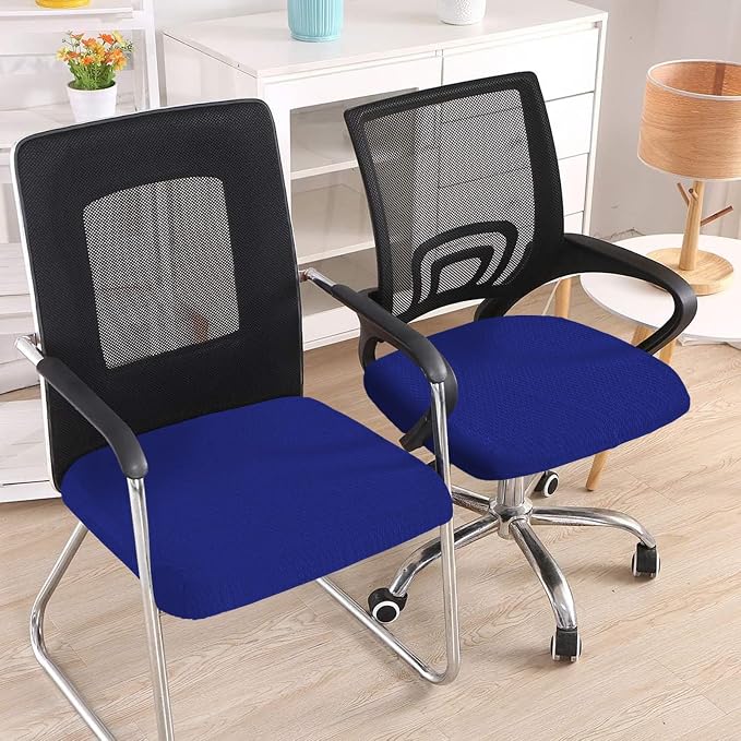 Smiry Office Computer Chair Seat Covers for Desk, Anti-dust Protector | Stretch Jacquard Removable Washable Desk Chair Seat Cushion Protectors, Royal Blue