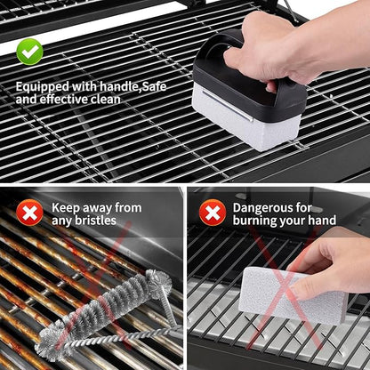 12 PCS Griddle Cleaning Kit for Blackstone, Heavy Duty Flat Top Grill Brush Set with Scraper & Stone – Complete BBQ Accessories for Outdoor Camping