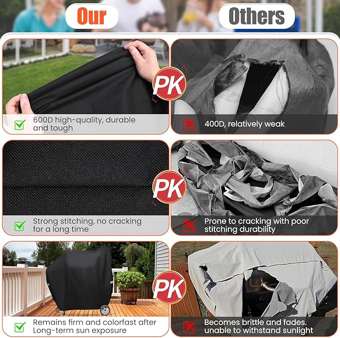 QuliMetal Smoker Cover for Masterbuilt Gravity Series 560, 800, 600, 900, Digital Charcoal Grill Cover, Compatible with MB20080220 & MB20040221, 600D Waterproof Material, Black