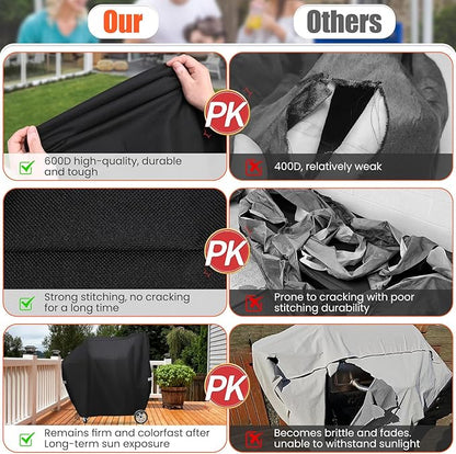 QuliMetal Smoker Cover for Masterbuilt Gravity Series 560, 800, 600, 900, Digital Charcoal Grill Cover, Compatible with MB20080220 & MB20040221, 600D Waterproof Material, Black