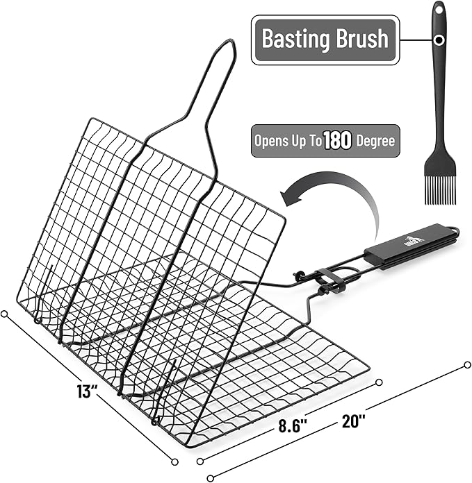 UNCO Stainless Steel Fish & Veg Grill Basket - Black