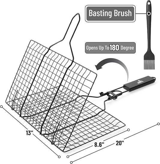 UNCO Stainless Steel Fish & Veg Grill Basket - Black