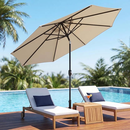 Greesum 9FT Outdoor Patio Umbrella, Table Umbrella for Yard, Market, Heavy-Duty Waterproof Pool Umbrella with 8 Sturdy Ribs, UV Protection for Beach, Deck, Garden, Backyard