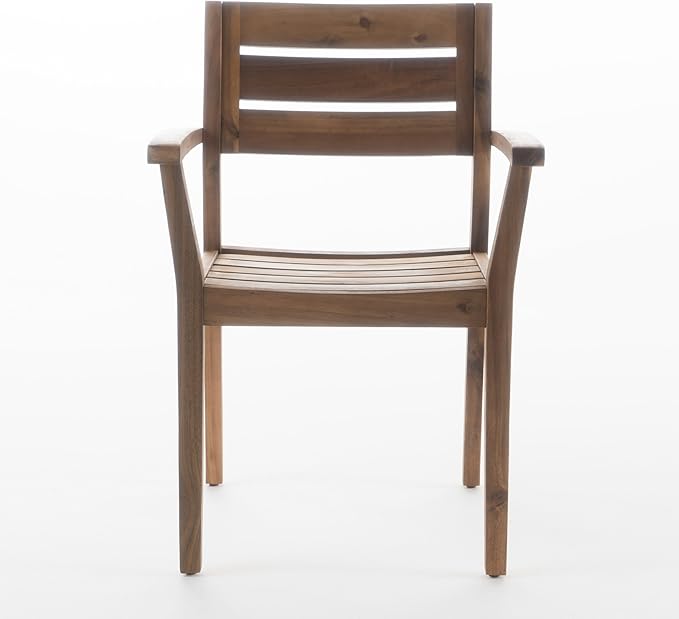 Christopher Knight Home Stamford Outdoor Acacia Wood Dining Chairs, 2-Pcs Set, Teak Finish