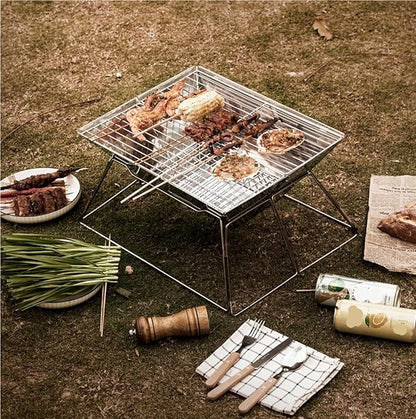 Charcoal Grills Outdoor Stainless Steel Electroplated Barbecue Grill Camping Home Multifunctional Portable Folding Barbecue Grill Barbecue Grill for Garden Outdoor Cooking ( Color : A , Size : 50*43*2