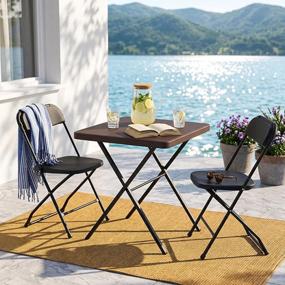 Folding Table and Chairs Set for 2, 27 Inch Square Folding Card Table with 2 Foldable Chairs, Portable Folding Table Set for Camping, Patio, Picnic, RV, Dorm, Small Spaces