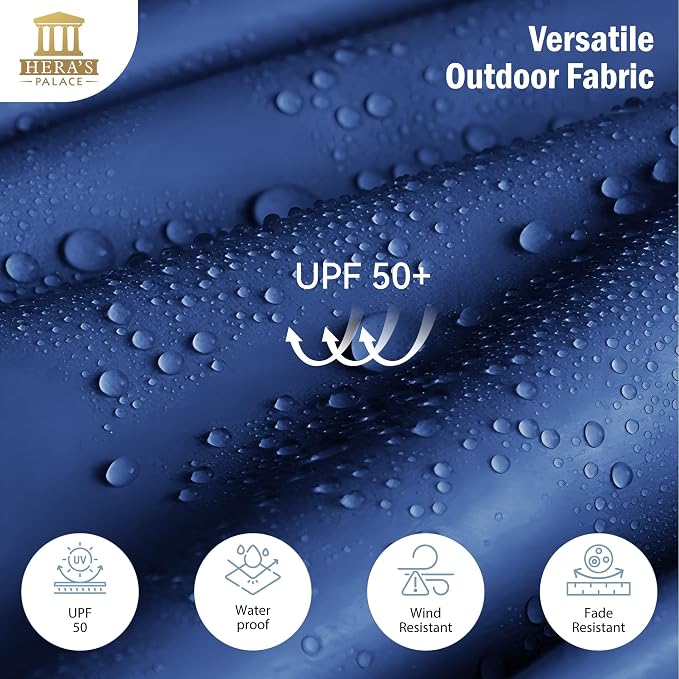 HERA'S PALACE 15ft Patio Umbrella, Base Included, Rectangular, Haze Blue | outdoor, table, large, 15, rectangle, double, pool, stand, clearance, outside, triple, shade, sun