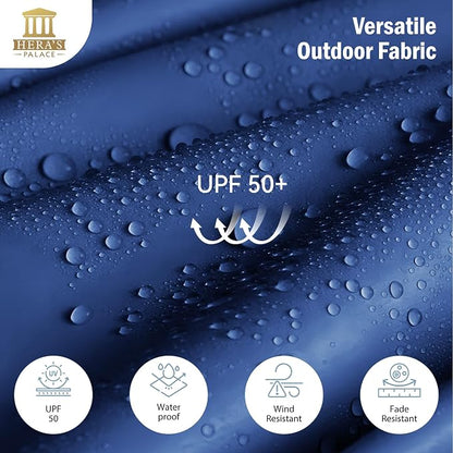 HERA'S PALACE 15ft Patio Umbrella, Base Included, Rectangular, Haze Blue | outdoor, table, large, 15, rectangle, double, pool, stand, clearance, outside, triple, shade, sun