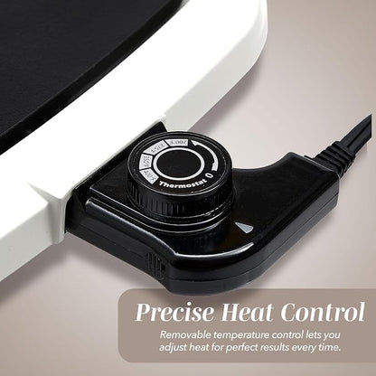 COOK WITH COLOR Electric Griddle 1200W, Nonstick Surface for Pancakes, Burgers, Eggs & More, Removable Temperature Control, Slide-Out Drip Tray, 10" x 16" Cooking Area, Cream
