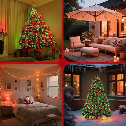 WBao Christmas Lights Indoor Outdoor 300LED 108ft, Super Bright LED Christmas String Lights with UL Certified, 8 Modes, Timer, Connectable & Waterproof for Trees, Patio, Xmas Party Decor, Red Green