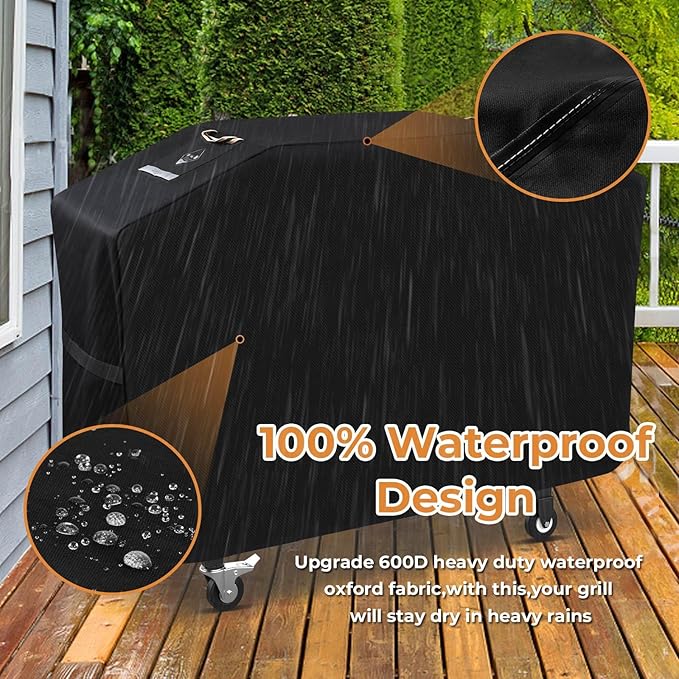 PasWith Griddle Cover for Blackstone 28 inch Griddle with Hood,Upgraded Rip-Proof & Waterproof Windproof 600D 5483 Grill Cover for Blackstone 2 Burner Griddle with Strap and Air Vent