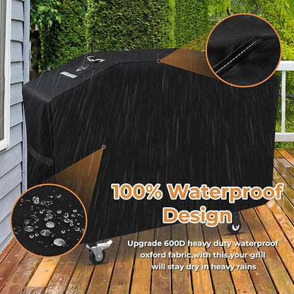 PasWith Griddle Cover for Blackstone 28 inch Griddle with Hood,Upgraded Rip-Proof & Waterproof Windproof 600D 5483 Grill Cover for Blackstone 2 Burner Griddle with Strap and Air Vent