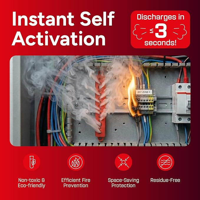 Small Automatic Fire Extinguisher – Non-Toxic, Compact & Maintenance-Free Household Fire Protection for Electric Boxes, Solar Generators, Vehicles, Lithium Batteries, Ship Cabins.