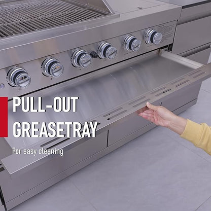 4-Burner 72000 BTU Stainless Steel Gas Outdoor Kitchen Island Grill with 3 Soft-Close Drawers, Single Door Cabinet & Pull-Out Sink, Patio, Lawn, Backyard, Silver