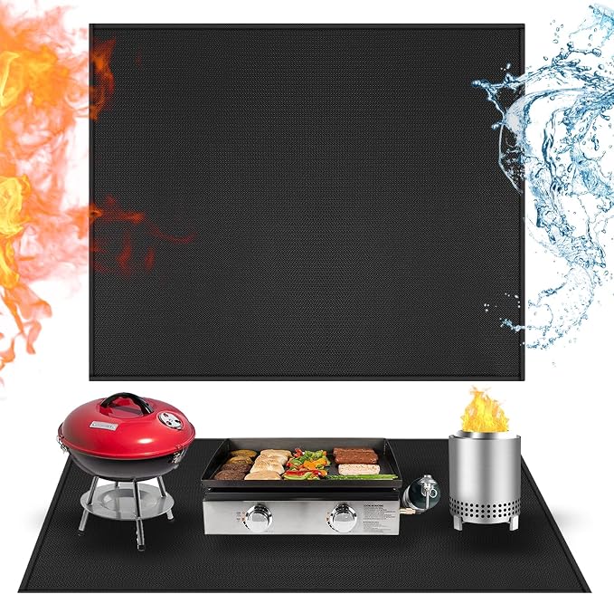 Heat Resistant Mats for Countertop fits Tabletop Grill, 36x30x0.02in, Black | 1022℉ Fireproof grill mat for countertop/table protection, fits gas/charcoal grills, pizza ovens, fits Blackstone & Ninja