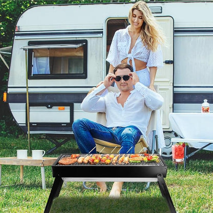KOCASO Foldable Charcoal BBQ Grill Stainless Steel Grill Net Easy Setup Portable Tabletop Barbecue Grill for Camping Picnic Outdoor Party Backyard