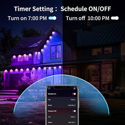 KSIPZE Permanent Outdoor Lights for House Waterproof IP67, Eaves LED Lights | Smart RGB+IC App & Button Control, 200+ Dynamic Scene Modes, For House Roof, Garden, Christmas, Party Decor