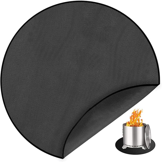 Grill Mat 36 Inch Fire Pit Mat for Solo Stove Bonfire Accessories Double-Sided Fireproof Waterproof Grill Pad Round Under Grill Mat Reusable Oil-Proof Deck Patio Lawn BBQ Fireproof Outdoor