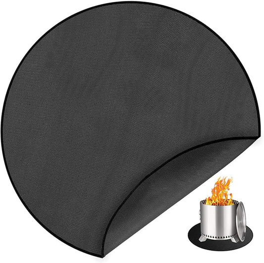 Grill Mat 36 Inch Fire Pit Mat for Solo Stove Bonfire Accessories Double-Sided Fireproof Waterproof Grill Pad Round Under Grill Mat Reusable Oil-Proof Deck Patio Lawn BBQ Fireproof Outdoor