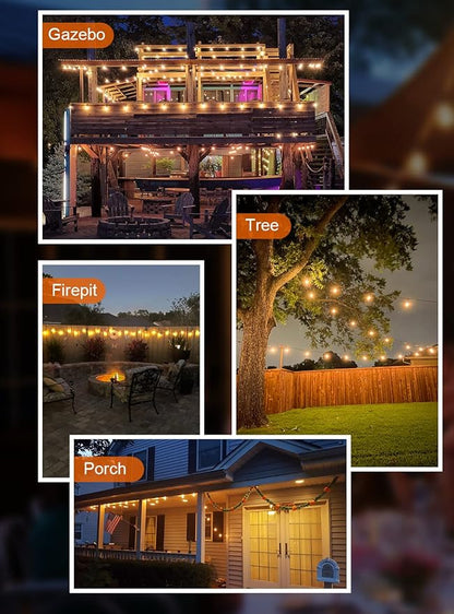 GPATIO Outdoor String Lights, 60FT Waterproof Patio Lights with 32 Hanging Globe ST38 Bulbs, 2700k Shatterproof for Backyard Gazebo Porch Garden Commerical Outside Decor