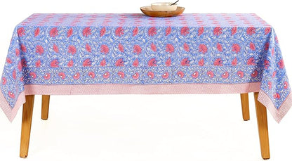 100% Cotton Hand Block Printed, Tablecloth for Kitchen, Dining, Table Cover for Parties, Chritmas, Weddings, Barbecues and Summer picnics Table Cloth