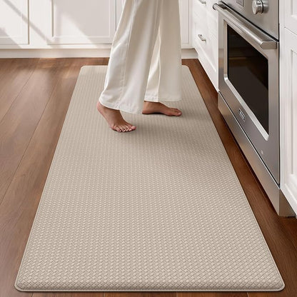 Color&Geometry Anti Fatigue Cushion Kitchen Mat for Floor -24"x59",Wide,Easy Clean, Water & Oil Proof, Anti Slip, Foam Rubber Runner Rug for Front Sink Comfort Standing,Dark Beige