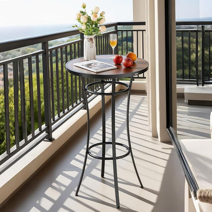 VEVOR Outdoor Round Bar Table, 23.7 in Counter Bar Height Bistro Table, Patio Dining Tables with Easy-to-Clean Top & Sturdy Metal Frame, Indoor High Top Pub Tables for Small Places, Kitchen