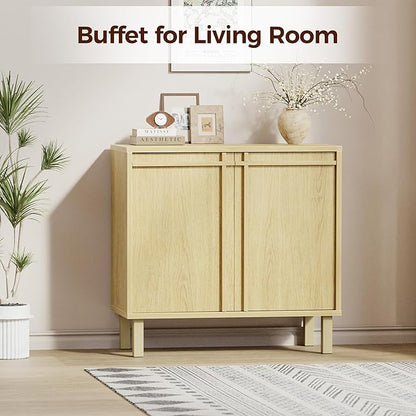 31 inch Sideboard Buffet Cabinet, Modern Credenza with 2 Doors & Adjustable Shelf, Small Coffee Bar Storage for Kitchen, Entryway