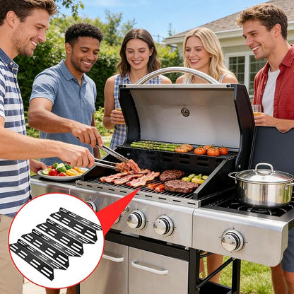 4 Packs Heat Plate for Captiva Designs/G41 Pro/ Sophia & William 4-Burner Propane Gas BBQ Grill with Side Burner, Heat Shields Replacement Parts for Electactic 3-Burner, Porcelain Steel 14.17''L