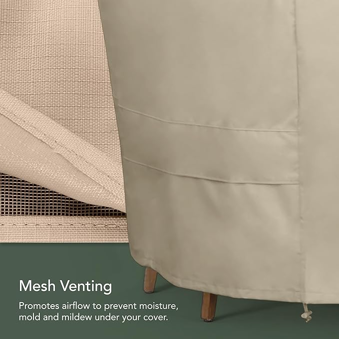 Covermates Island Grill Cover - Rip-Resistant Water-Resistant All-Weather Outdoor BBQ Cover with Mesh Vents, Heavy-Duty 600D Polyester Protection for Large Island Grills, 110 Inch, Ripstop Tan
