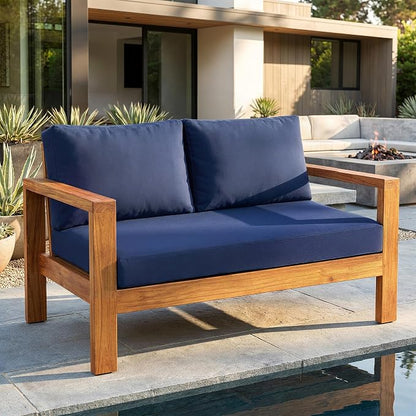 Outdoor Loveseat Cushion Set, 46" x 26" Loveseat Cushions for Outdoor Furniture, Waterproof & Fade-Resistant Patio Furniture Cushions, Deep Seat Cushion for Bench, Swing and Couch, Navy Blue