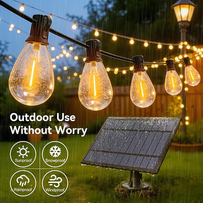 Ollny S11 50FT Solar String Lights Outdoor Waterproof Dimmable for Backyard | Patio Lights with Remote & Timer & 3 Lighting Modes, Shatterproof Edison Bulbs, String Lights for Outside Party Décor ﻿