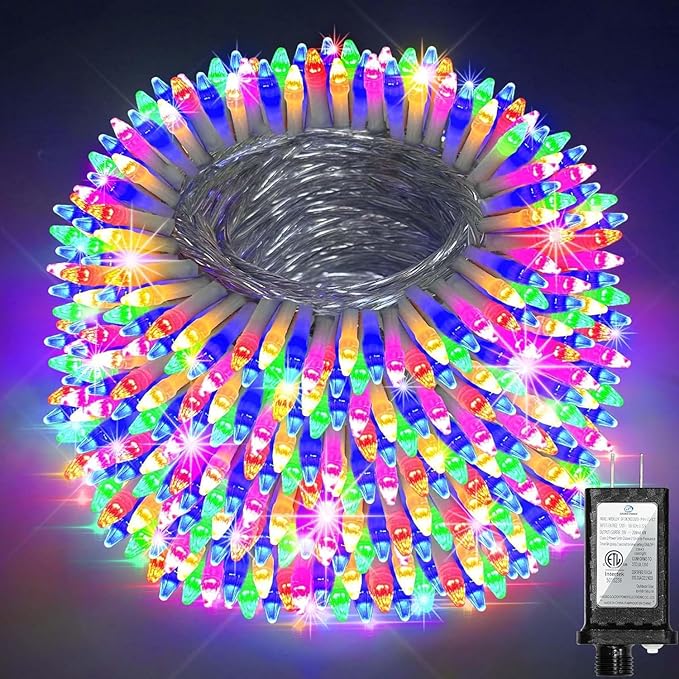 750 LED 240FT Christmas String Lights Outdoor, 12 Pro Modes and Timer Memory & Brightness, Plug in Outdoor Waterproof Clear Wire Twinkle Light for for Xmas Yard Tree Wedding Party Decor (Multicolor)