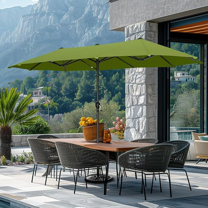GREEN PARTY 13 ft Outdoor Patio Umbrella, Large Rectangular Table Umbrellas | Double-Sided, UV & Fade Resistant Canopy for Deck Poolside Garden Backyard, Market Umbrella with Crank & 1.5" Pole, Lime