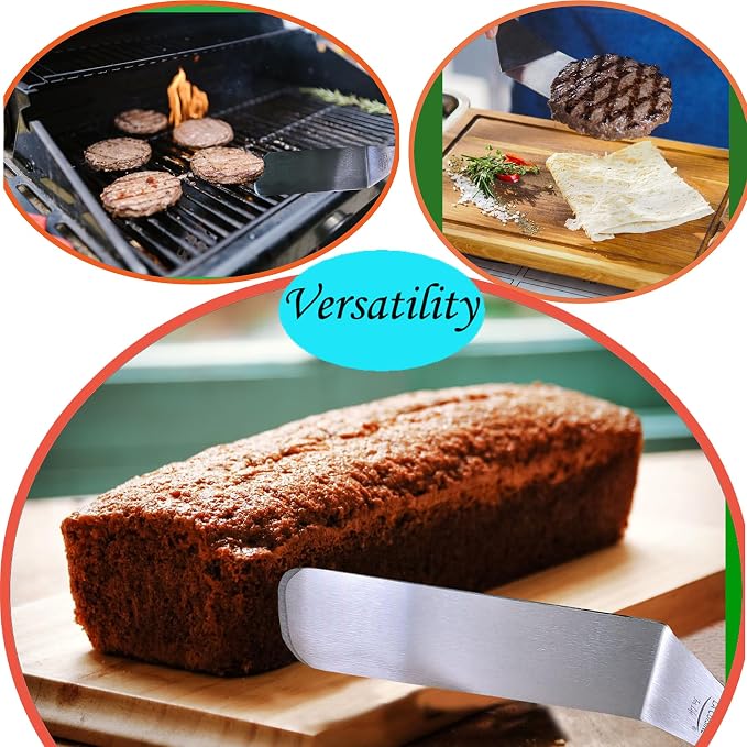 La Cuisine 8 Piece Flat Top Griddle BBQ Accessories Kit with Solid & Perforated Spatulas, Fork, Tong, Cast Iron Meat Press & Squeeze Bottles for Hibachi & Teppanyaki Cooking