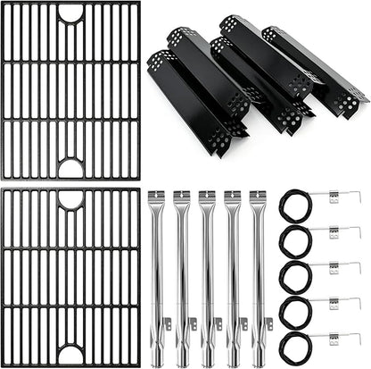 Replacement Parts Kit for Nexgrill 720-0888 720-0888N 720-0888A 720-0830H Gas Grill, Cast Iron Cooking Grates, Burners Heat Plates & Igniters for Nexgrill 4 & 5 Burner Grill Replacement Parts