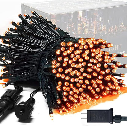 JMEXSUSS 250 LED Orange String Lights, 91.5ft Halloween Lights Plug in | Connectable Fall Light, 8 Modes, Waterproof, Indoor/Outdoor, for Yard Patio Porch Rail Halloween Fall Christmas Holiday Decor