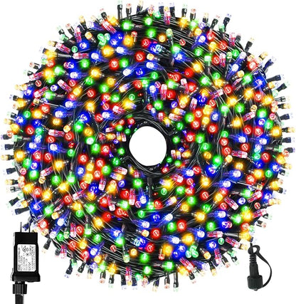 MZD8391 328FT 1000 LED Christmas Light Outdoor Indoor, Christmas Tree Light | Multicolor, 100% UL Listed, Waterproof, 8 Light Modes, Timer & Memory, Christmas String Light Decoration, Fairy Tree Light