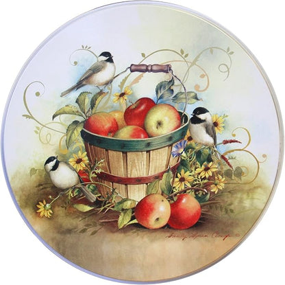 Reston Lloyd, Burner Covers For Electric Stovetop, Decorative Lightweight Tin Covers, Set of 4 (2-8 inch & 2-10 inch), Conceals Messy Drip Pans, Chickadees