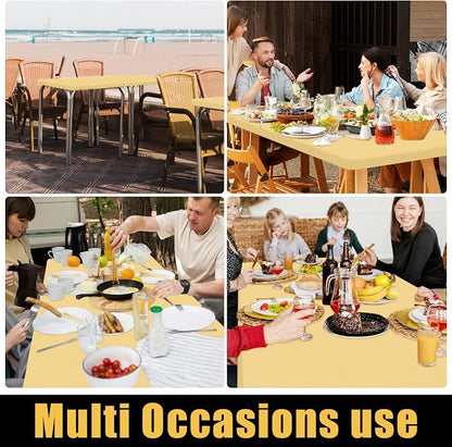 Smiry Rectangle Picnic Table Cloth, Waterproof Elastic Fitted Tablecloths for 6 Foot Tables, Washable Polyester Table Cover for Camping, Indoor and Outdoor (Light Camel, 30"x72")